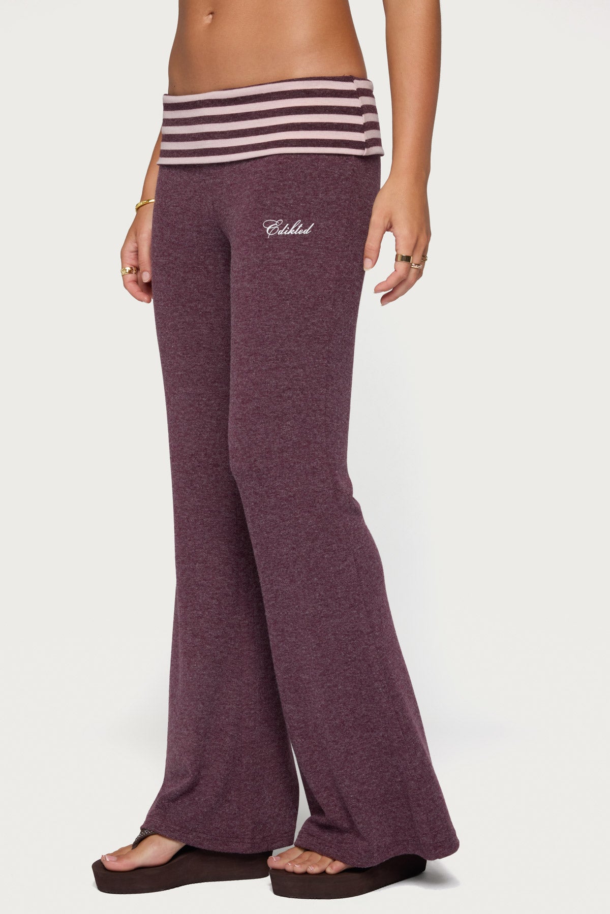Stay Edikted Stripey Foldover Trousers