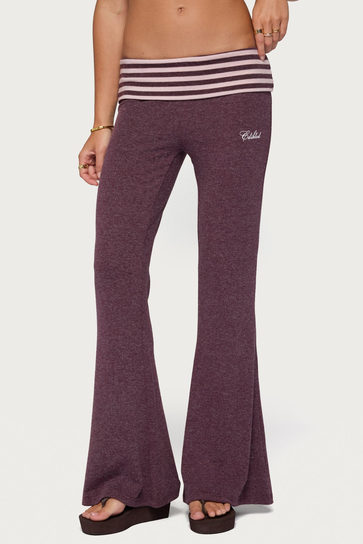 Stay Edikted Stripey Foldover Trousers