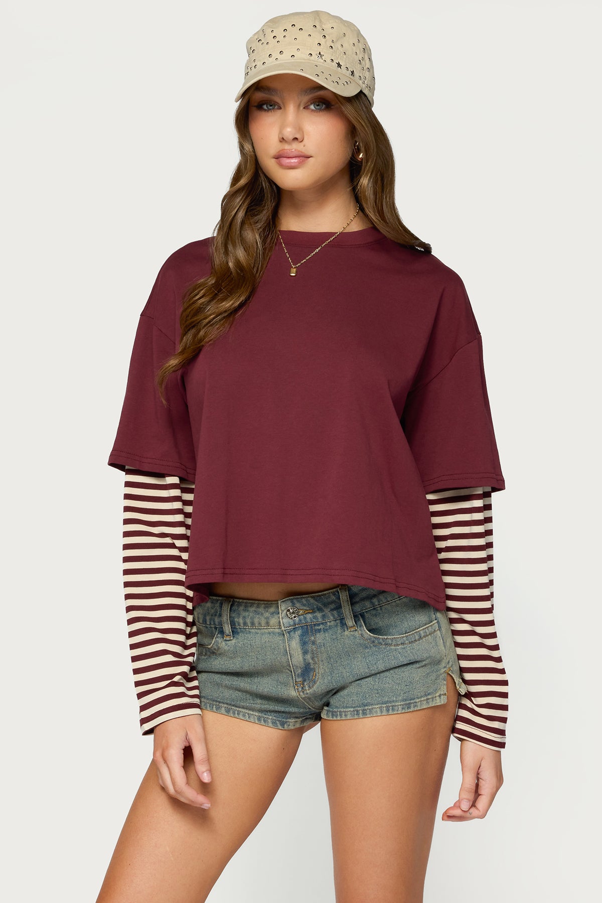 Nacie Layered Stripey Long Sleeve T Shirt
