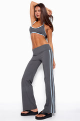 Anica Stripey Mid Rise Foldover Trousers