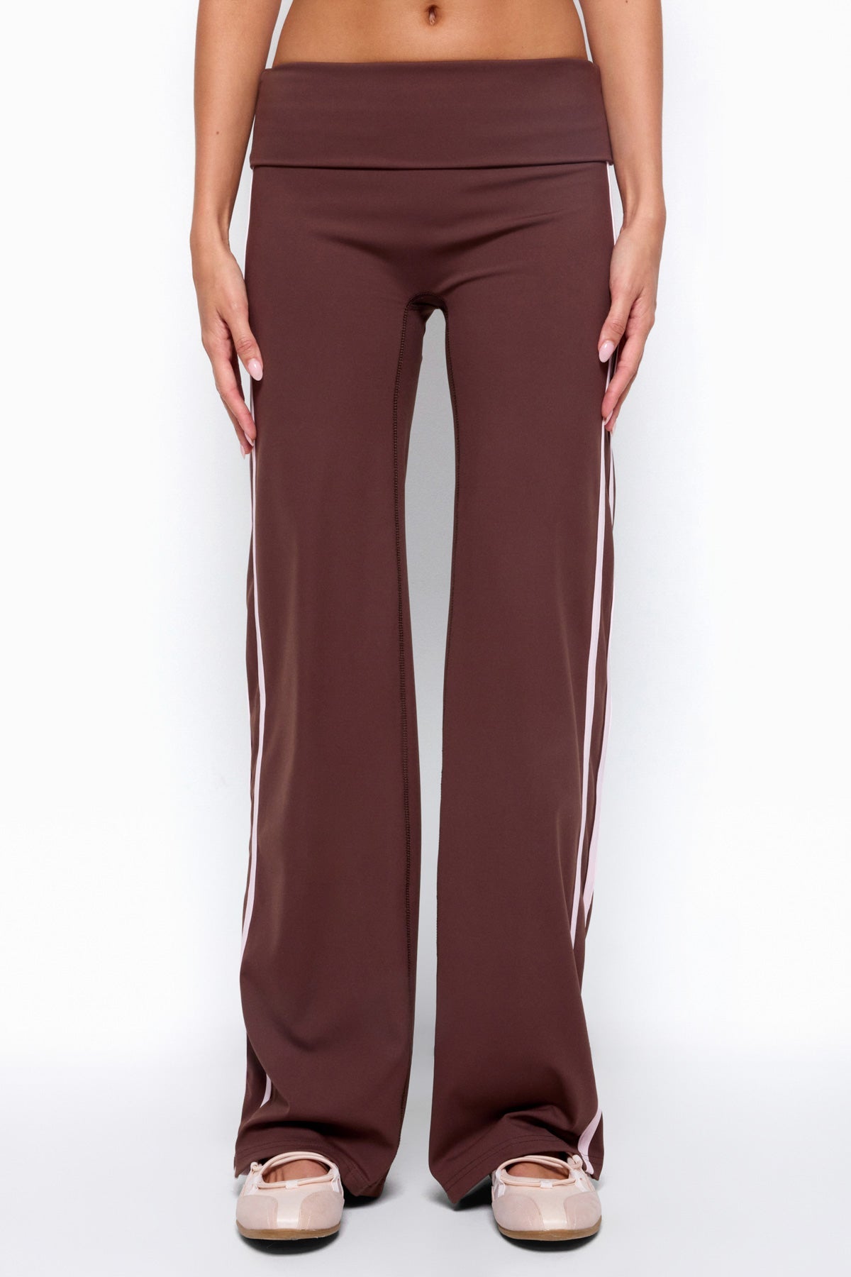 Anica Stripey Mid Rise Foldover Trousers
