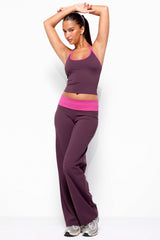 Dayna Contrast Foldover Straight Leg Trousers