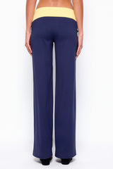 Dayna Contrast Foldover Straight Leg Trousers