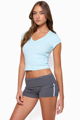 Gillie Ribbed V Neck T Shirt