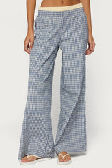 Indya Contrast Plaid Wide Leg Trousers