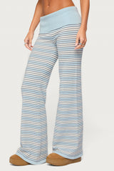 Jadie Foldover Striped Knit Trousers