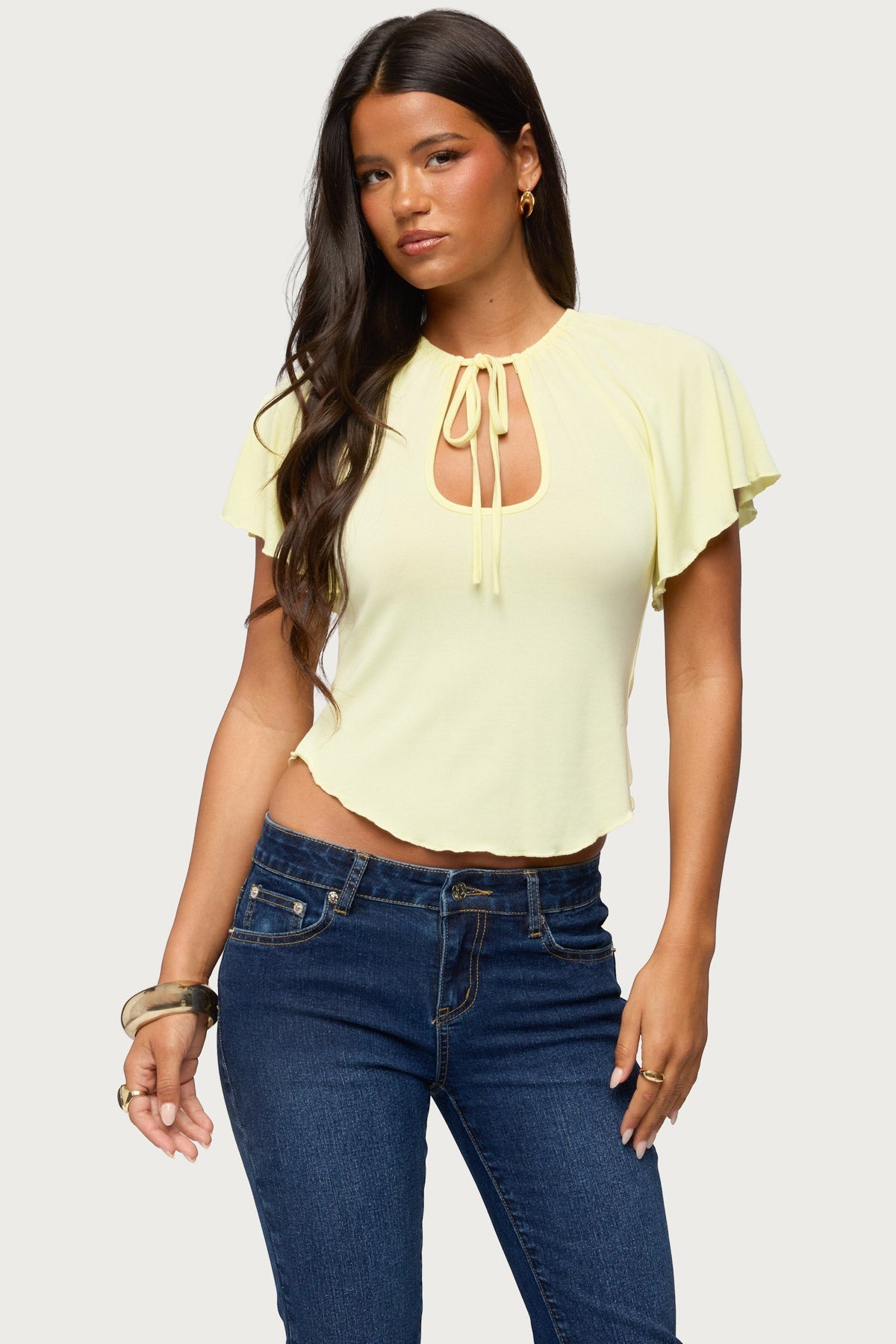 Roye Keyhole Flutter Raglan Top