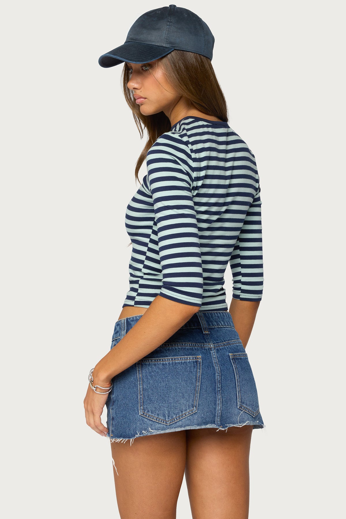 Esti Striped Three-Quarter Sleeve Top