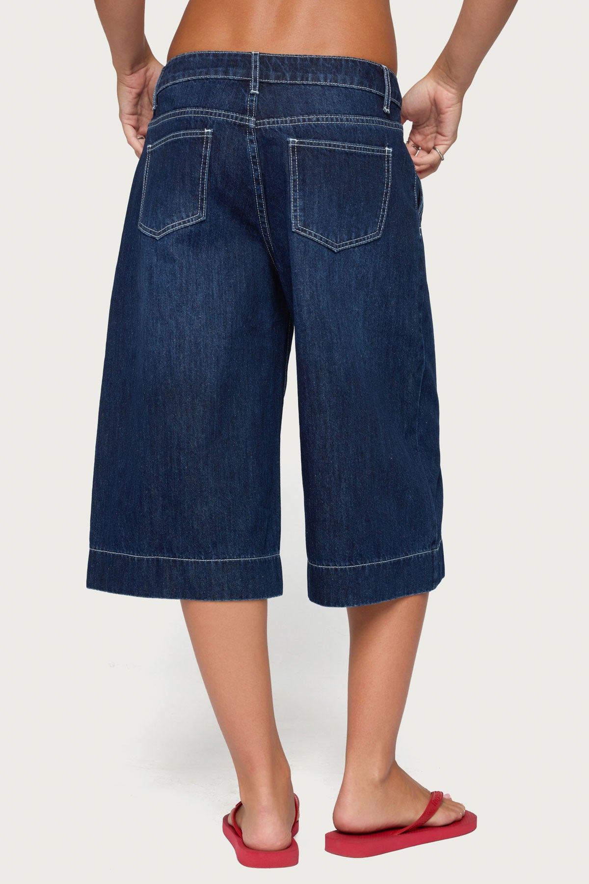 Letty Low Rise Denim Capri Shorts