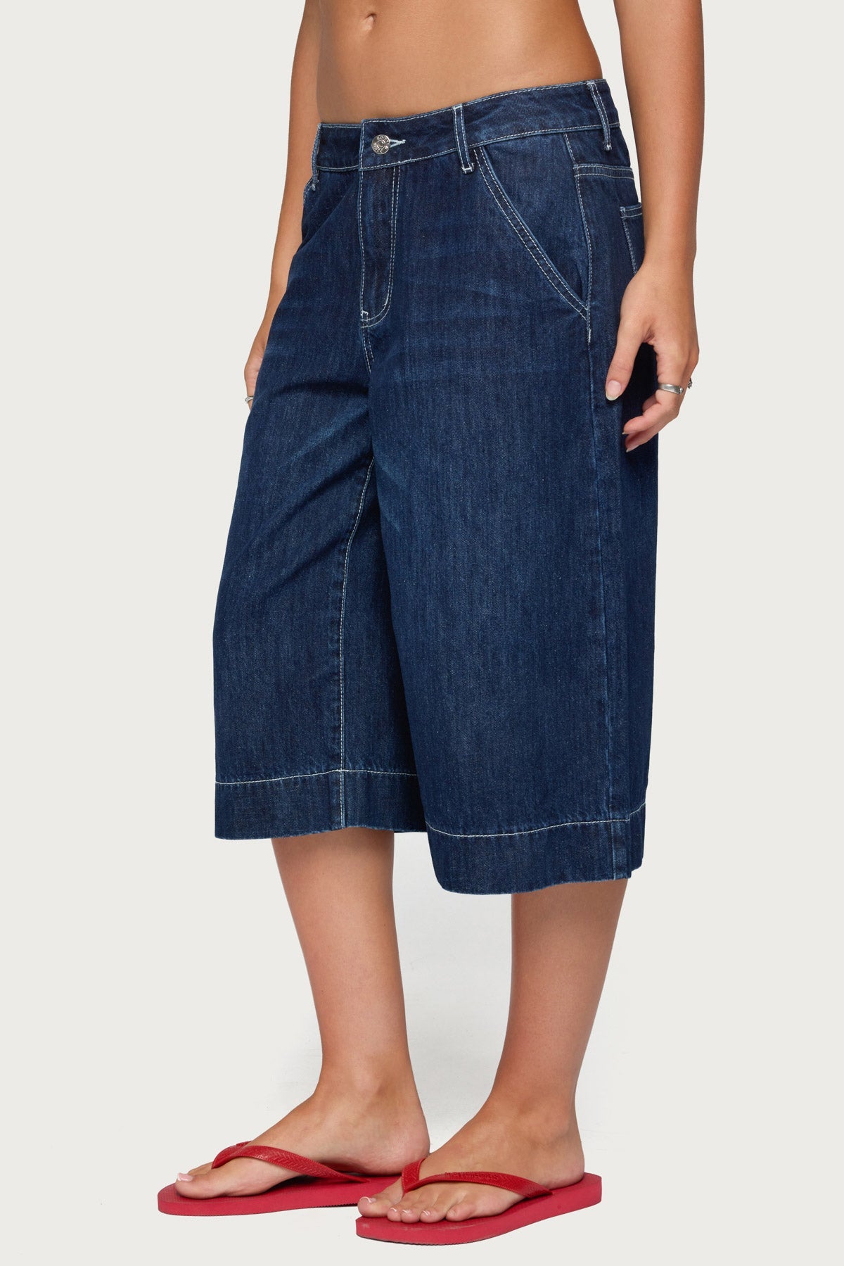 Letty Low Rise Denim Capri Shorts