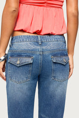Raiva Rhinestone Low Rise Flared Jeans