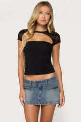 Celesh Lacey Cutout Top