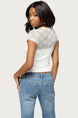 Celesh Lacey Cutout Top