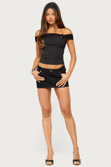 Eela Off Shoulder Polka Dot Top