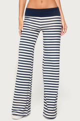 Fina Contrast Foldover Striped Trousers