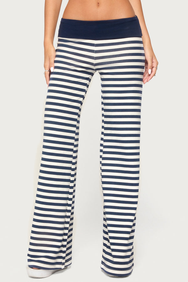 Fina Contrast Foldover Striped Trousers