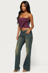 Amei Asymmetric Strapless Wrap Top