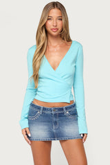 Belka Long Sleeve Knit Wrap Top