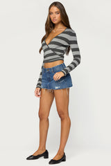 Cerys Striped Wrap Knit Top