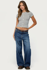 Bonita Striped Button Up Top