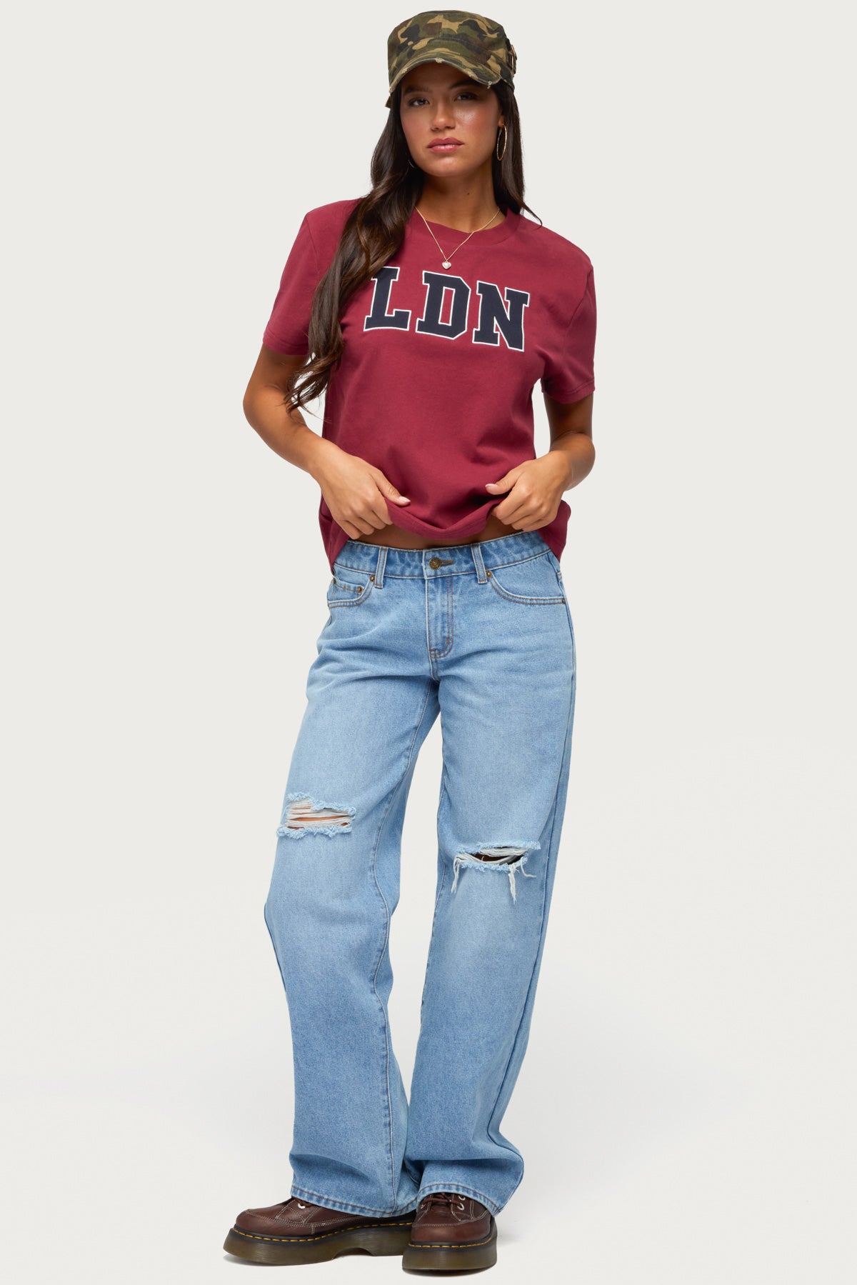 Juju Distressed Low Rise Baggy Jeans