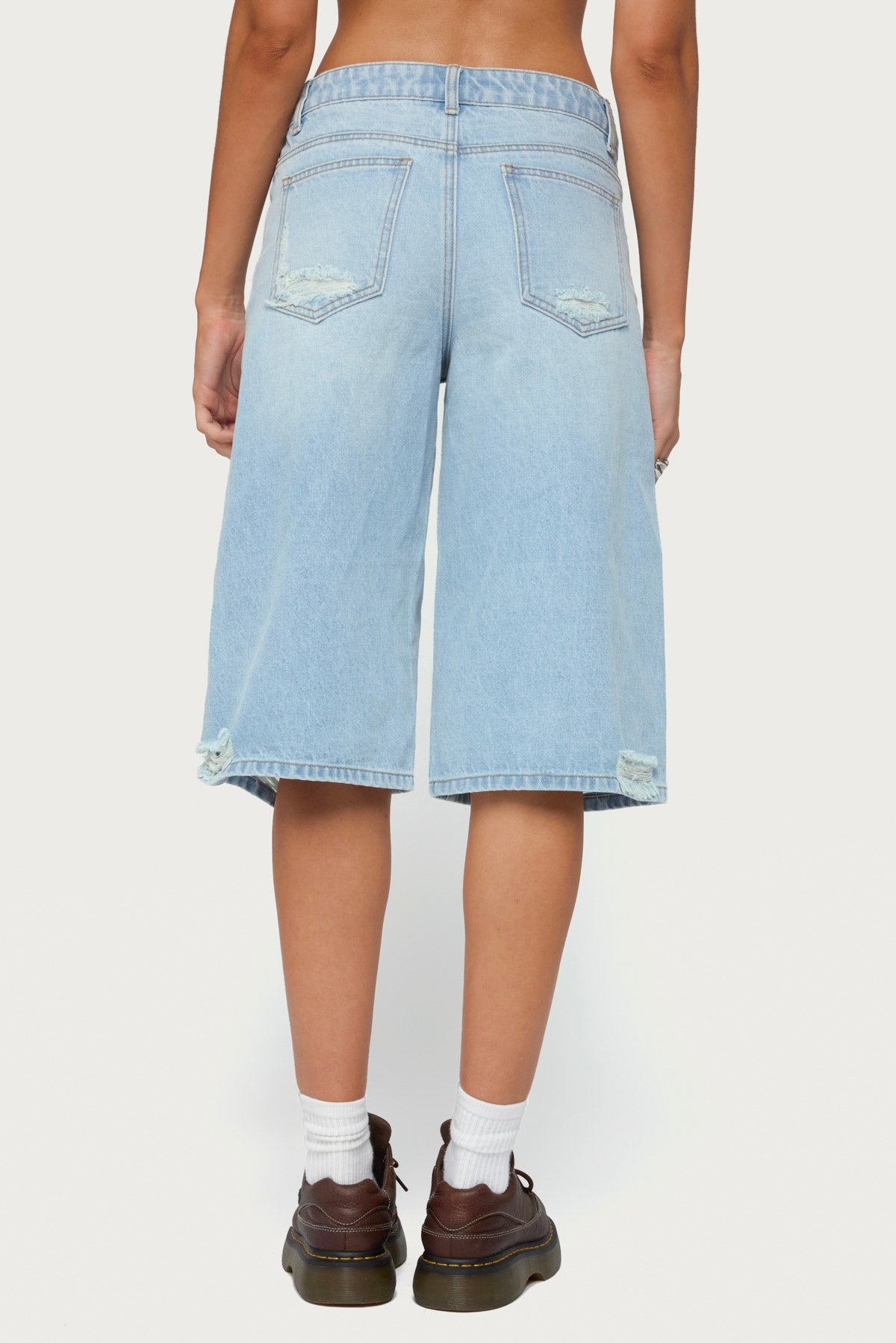 Distressed Low Rise Boyfriend Bermuda Shorts