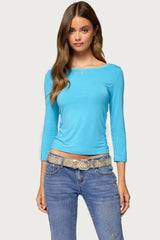 Bailie Lace Back Three-Quarter Sleeve Top