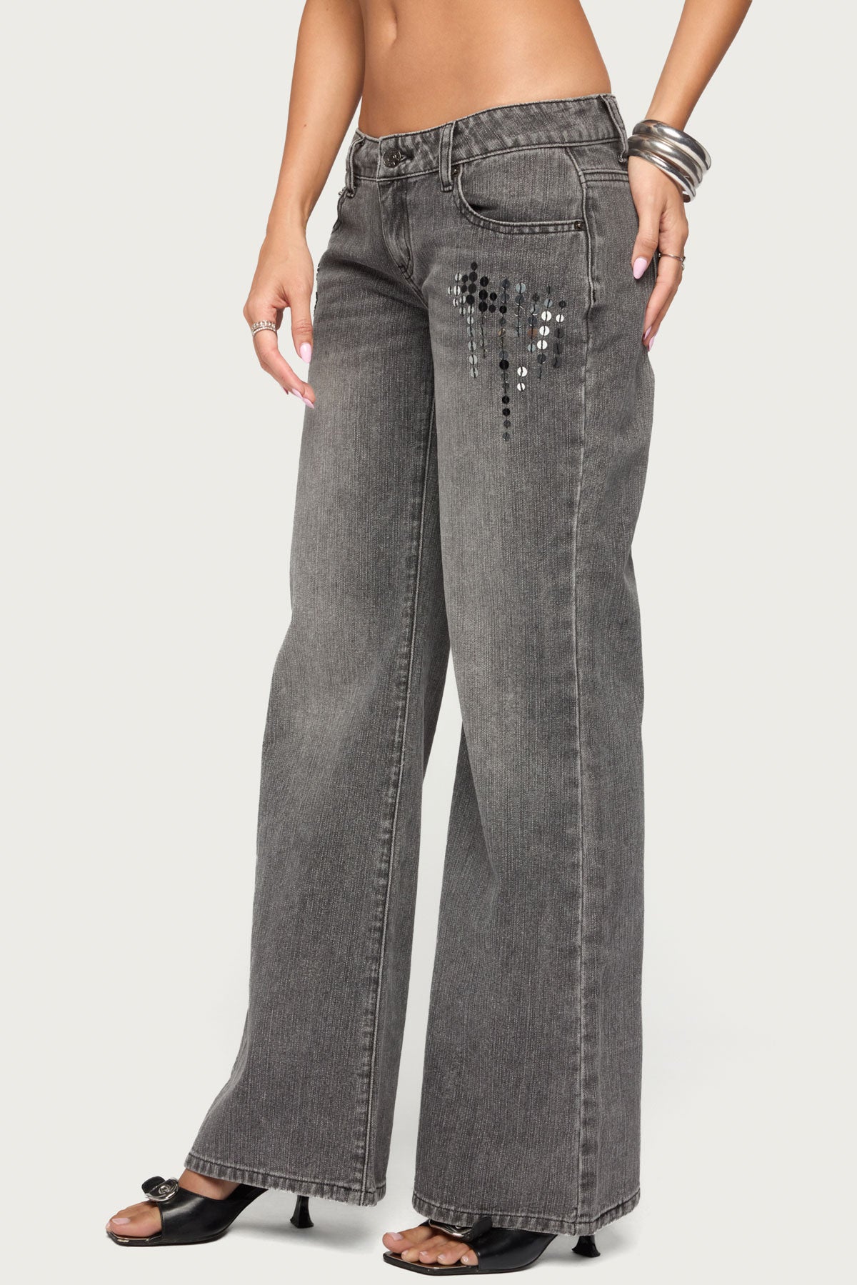 Uliz Sequin Low Rise Bootcut Jeans