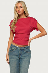 Katy Boat Neck Ruched Top