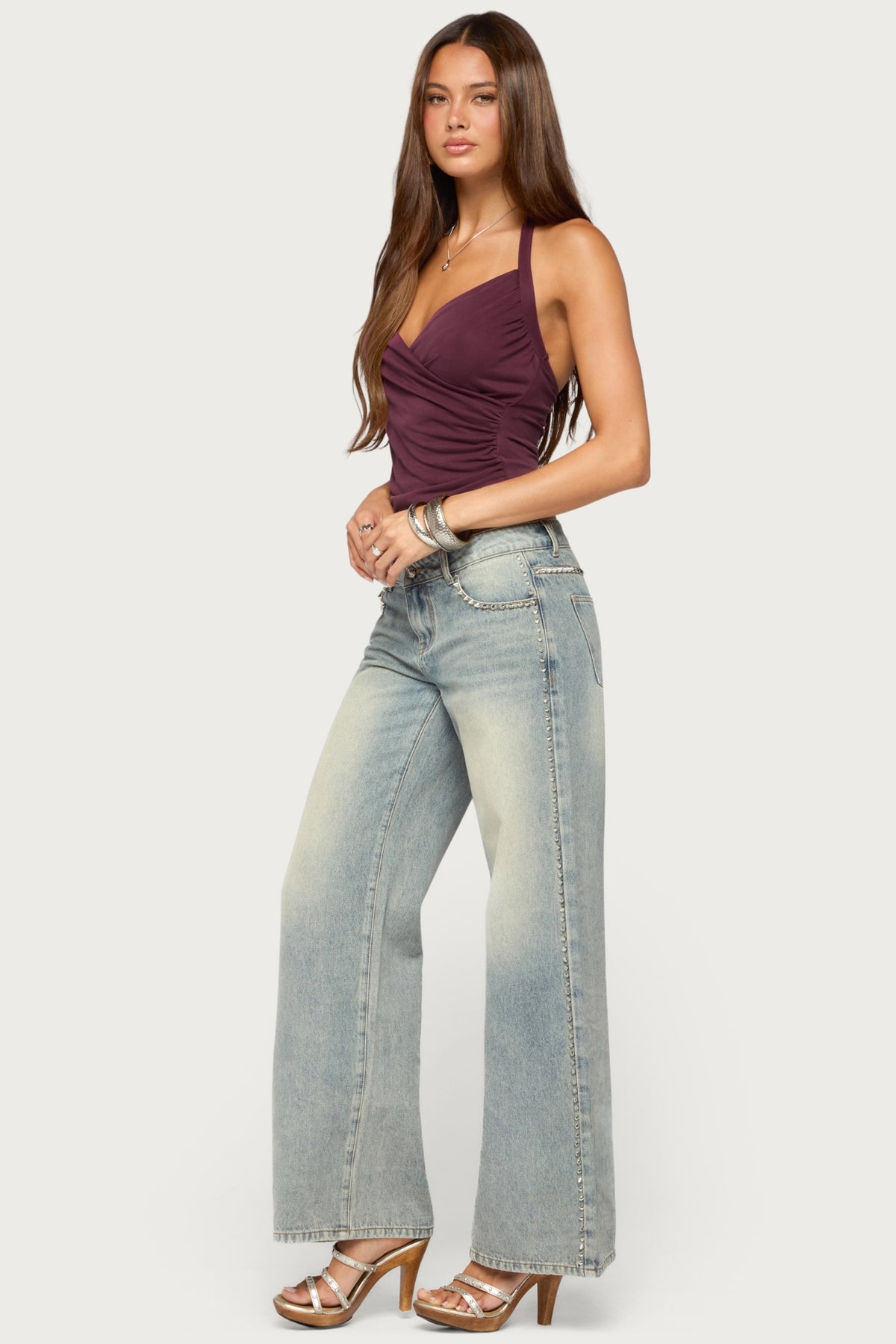 Taile Ruched Wrap Halter Top