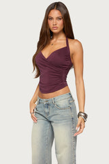 Taile Ruched Wrap Halter Top