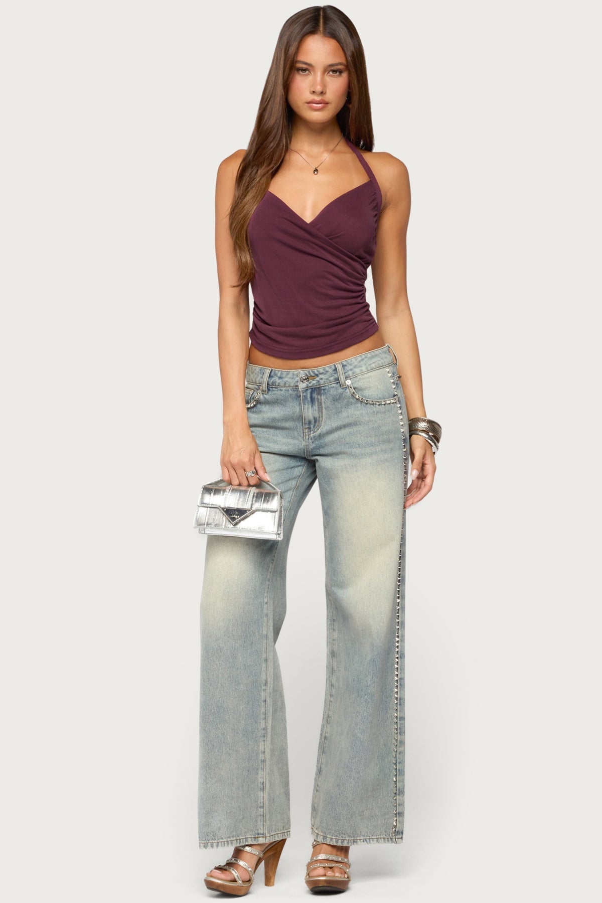 Taile Ruched Wrap Halter Top
