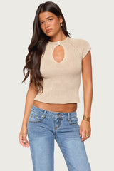 Ganni Keyhole Cutout Knit Top