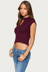 Ganni Keyhole Cutout Knit Top
