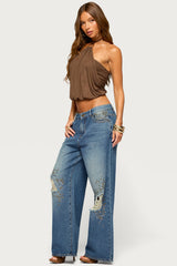 Neevah Studded Draped Halter Top