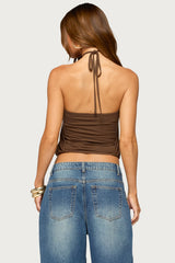 Neevah Studded Draped Halter Top