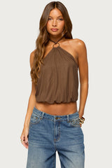Neevah Studded Draped Halter Top