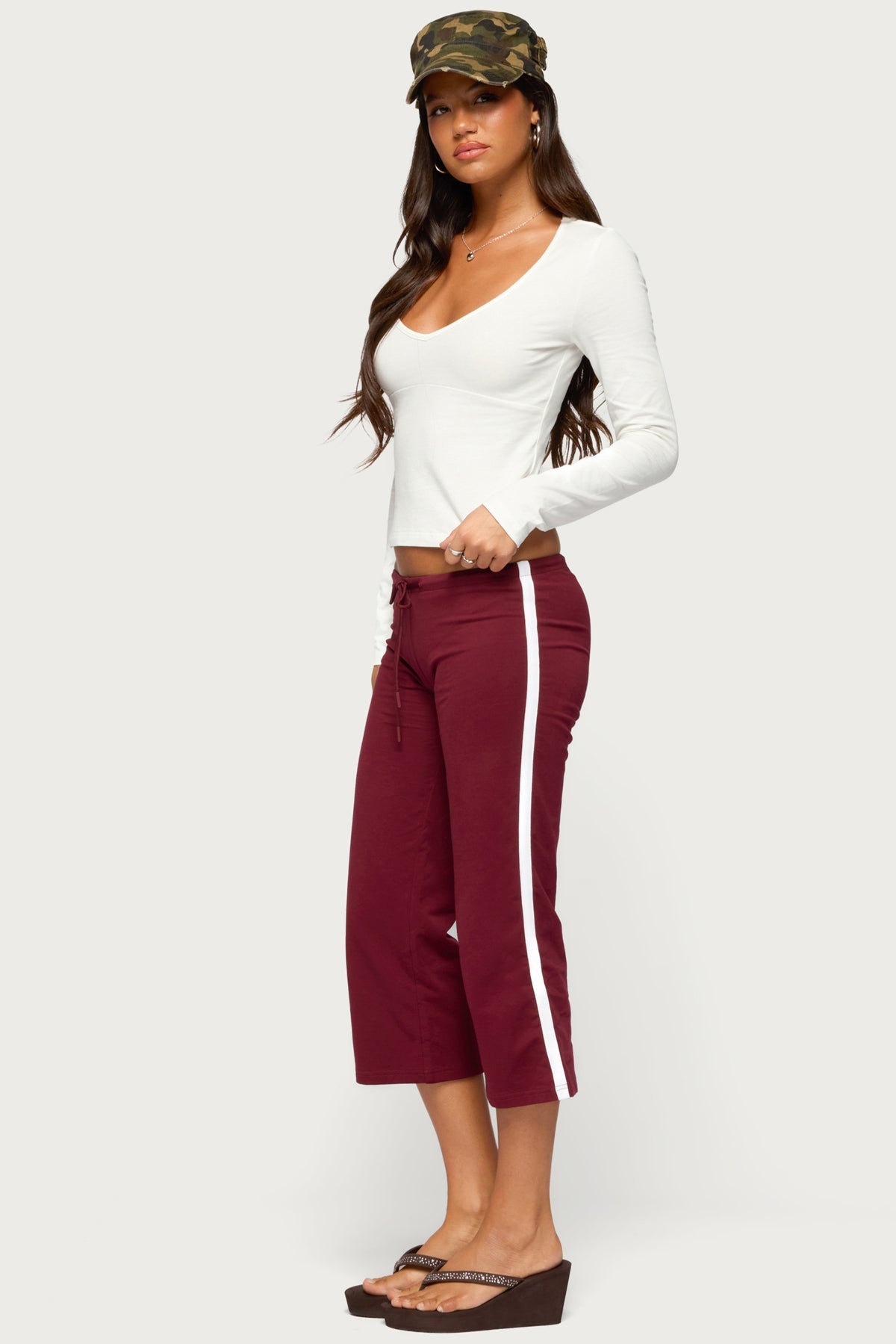 Milene Contrast French Terry Capri Trousers