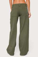 Pascale Stitched Low Rise Wide Leg Jeans