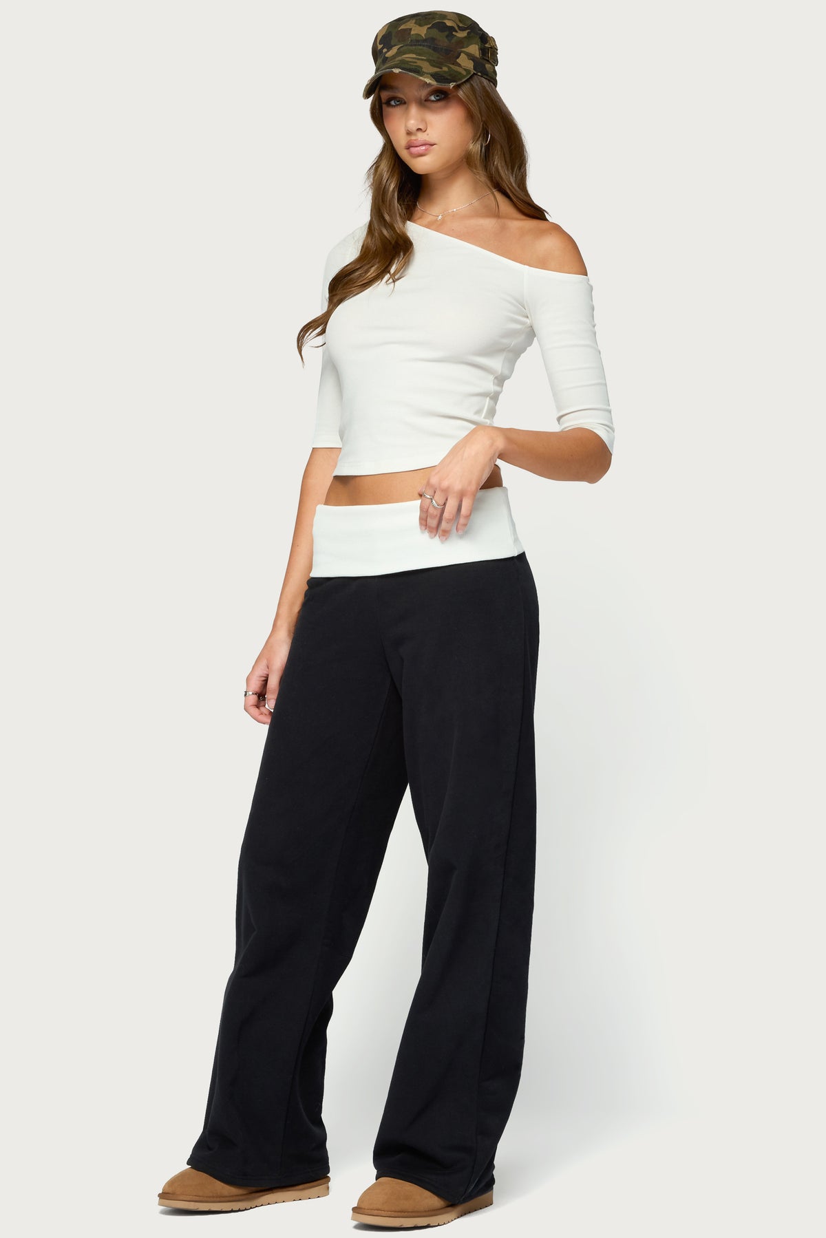 Idha Contrast Foldover Baggy Joggers