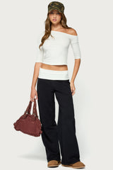 Idha Contrast Foldover Baggy Joggers