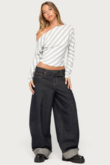 Gaira Striped Off Shoulder Long Sleeve Top