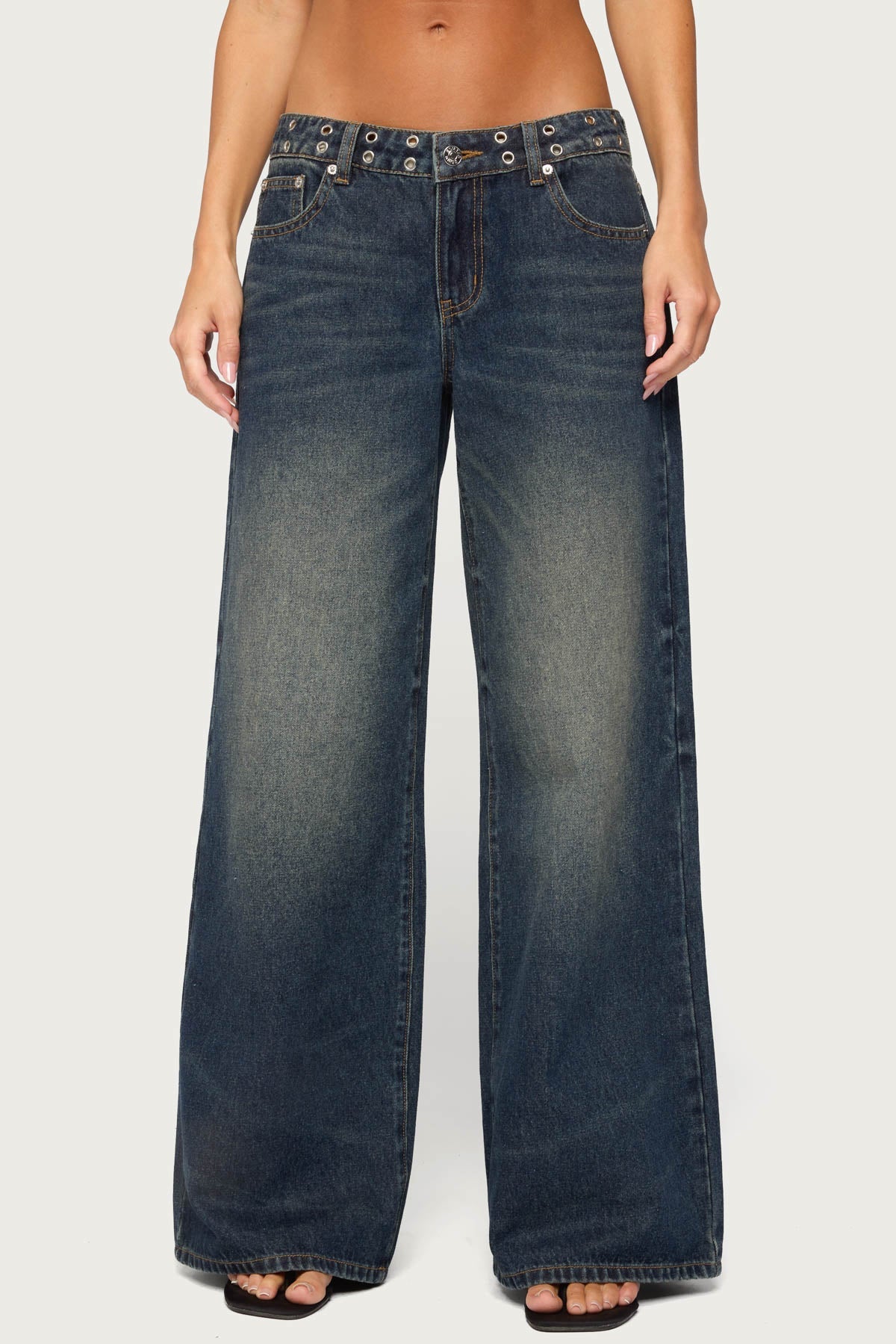 Sauly Low Rise Grommet & Wing Jeans