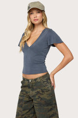 Naci Flutter V Neck Top