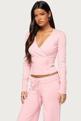 Eddie Long Sleeve Knit Wrap Top