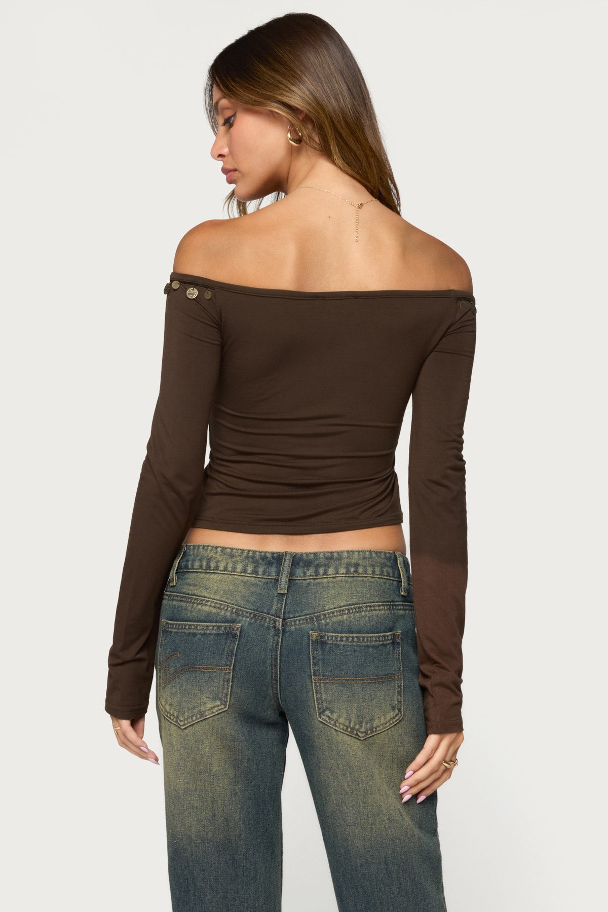 Aili Coin Charm Off Shoulder Top