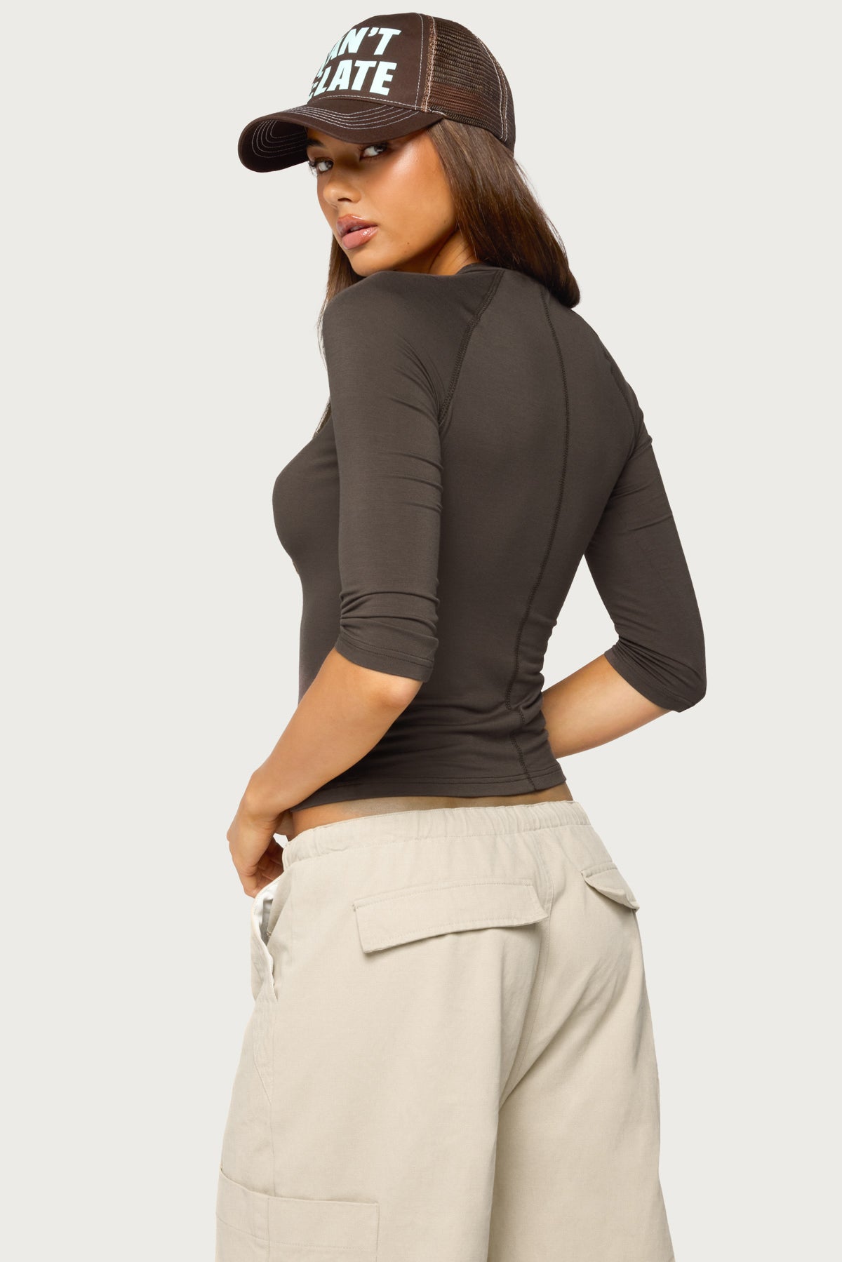 Agnez Three-Quarter Sleeve Raglan Top