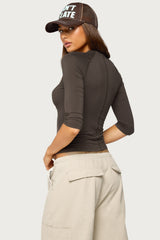 Agnez Three-Quarter Sleeve Raglan Top