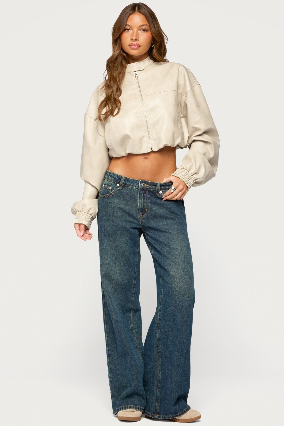 Naeva Cropped Faux Leather Jacket