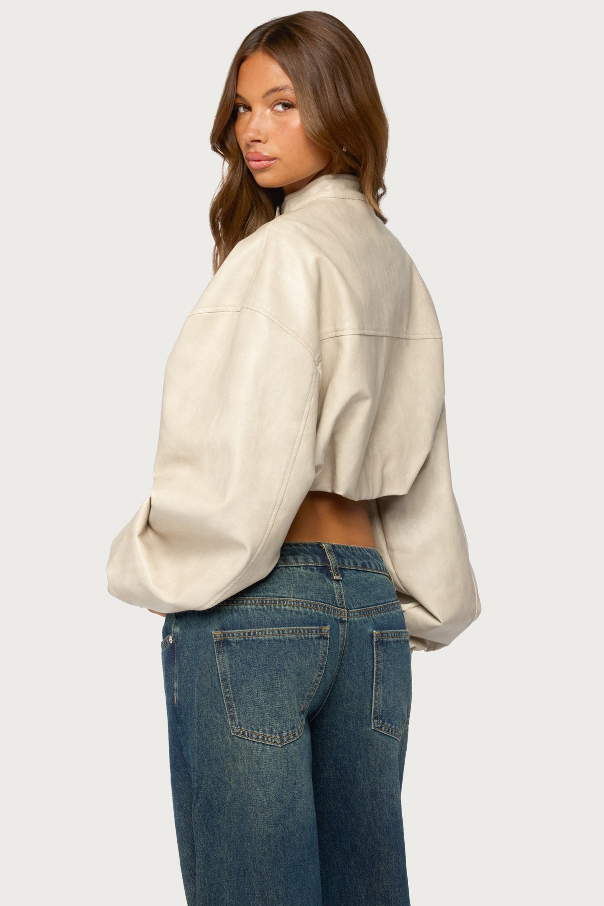 Naeva Cropped Faux Leather Jacket